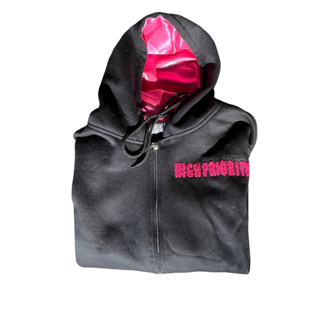 "In the Clouds" Black and Pink Zip Up - Hoody Only