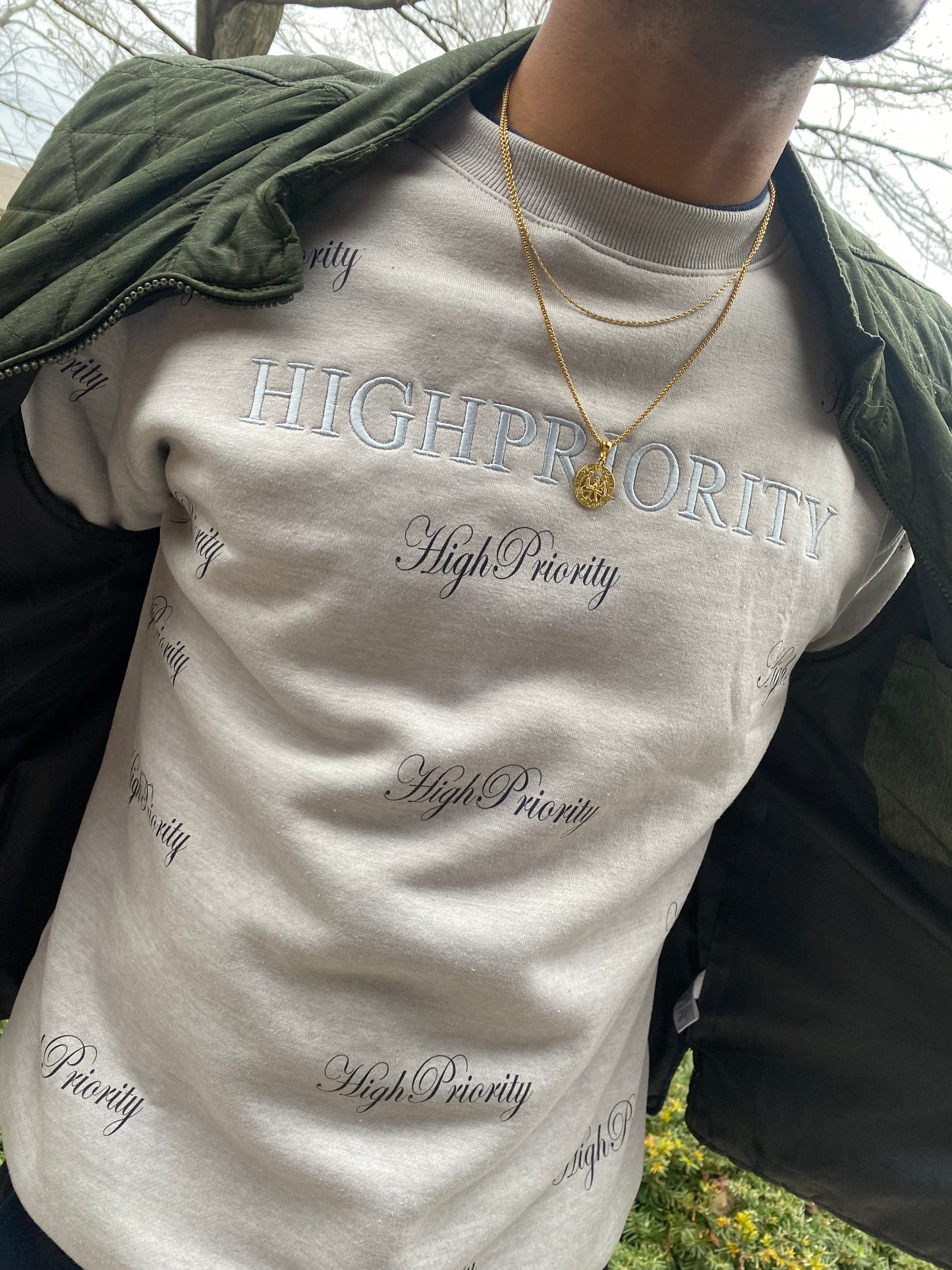 High Priority Sweatshirt w/ “High Priority ” overlay